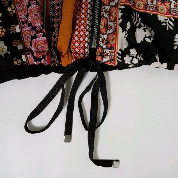 CHICOS 2 Kimono Sleeve Patchwork Zip Front Blouse Sz  L Geometric Floral Boho - Picture 7 of 12